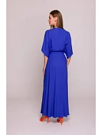 Viskózové maxi šaty s prekríženým strihom S406 modré – Stylove Viskózové maxi šaty s prekríženým strihom S406 modré – Stylove