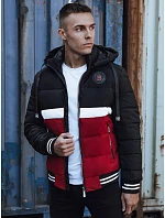Kurtka zimowa męska pikowana z kapturem czarna FashionStreet TX4868 Kurtka zimowa męska pikowana z kapturem czarna FashionStreet TX4868