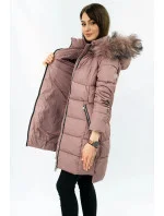 PIKOWANA DAMSKA KURTKA ZIMOWA Z KAPTUREM RÓŻ model 21242060 - Libland