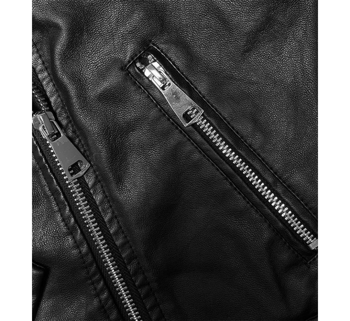 Klasická čierna dámska bunda ramoneska (11Z8060)
