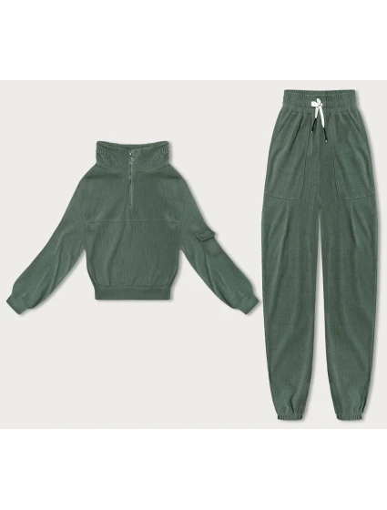 Dámsky teplákový komplet typu "wafel" v olivovej farbe (AMG-339A) Dámsky teplákový komplet typu "wafel" v olivovej farbe (AMG-339A)