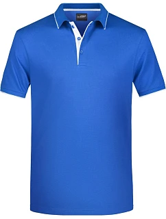 Daiber JN 728 Pánske polo tričko z piké s kontrastným lemom 02.0728 kráľovská modrá/biela