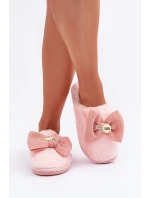 Kapcie Damskie Z Futerkiem I Kokardą Różowe Olfedi