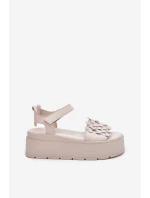 Dámské Kožené Sandály Na Platformě Béžové model 21701881 - CheBello