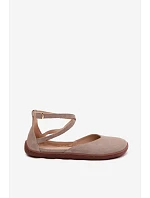 Semišové dámské baleríny Barefoot s pásky Zazoo 320 Cappuccino