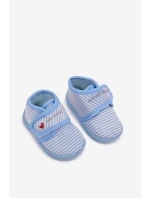 Detské papuče na suchý zips s prúžkami - svetloružové Lavelle