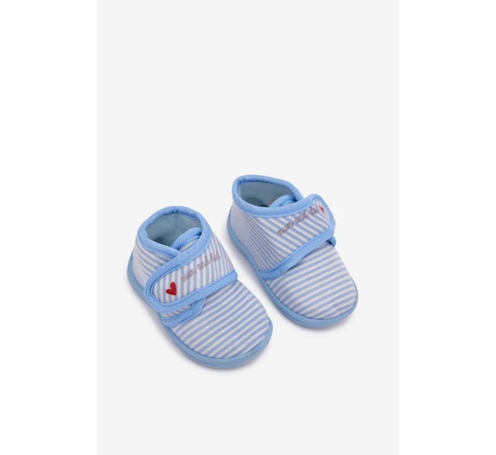 Detské papuče na suchý zips s prúžkami - svetloružové Lavelle