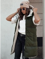 COSYVIVA dámska dlhá prešívaná vesta s kapucňou zelená FashionStreet TY4604