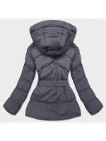Tmavo šedá dámska prešívaná bunda s opaskom (23060-5) Tmavo šedá dámska prešívaná bunda s opaskom (23060-5)