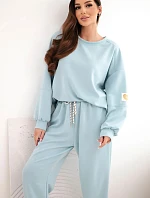 Dámska maslová súprava s voľnou mikinou a nohavicami s nápisom LOVE dark mint