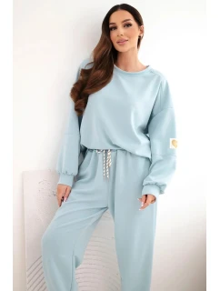 Dámska maslová súprava s voľnou mikinou a nohavicami s nápisom LOVE dark mint