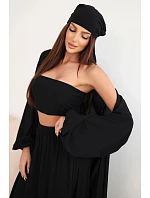 Dámsky viskózový 4-dielny set v boho štýle čierny