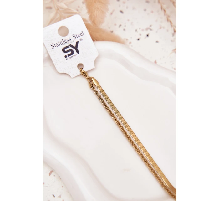 Dvojitý náramek ze nerezové oceli zlatý Dvojitý náramek ze nerezové oceli zlatý