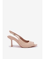 Dámske sandále na podpätku Beige Sevina