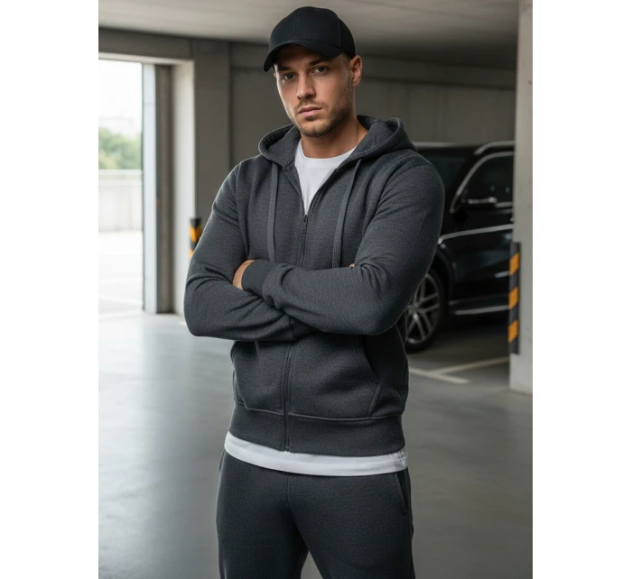 Pánska mikina na zips antracitová BX2196