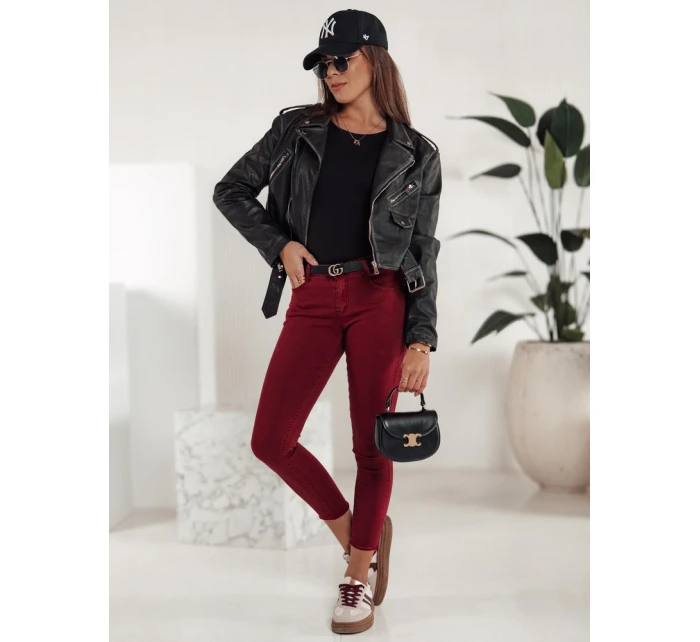 Dámské skinny džíny vínové Dstreet model 21981219 - FashionStreet Dámské skinny džíny vínové Dstreet model 21981219 - FashionStreet