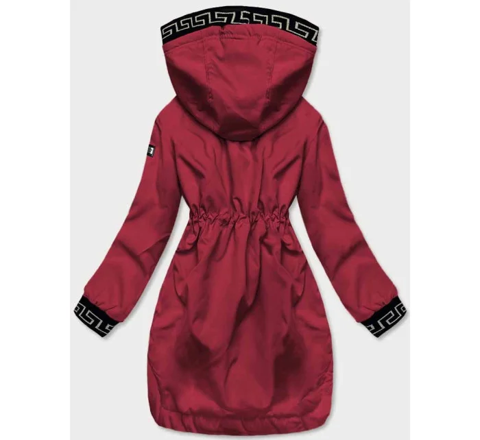 Dámska tenká bunda s ozdobným lemovaním tmavočervená (B8142-27)