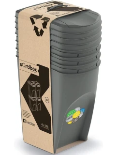 Odpadkové koše 35 l SORTIBOX SET4 PÁSY ŠEDÉHO KAMEŇA detské
