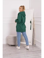 Zateplená bunda s vázáním v pase tmavě zelená