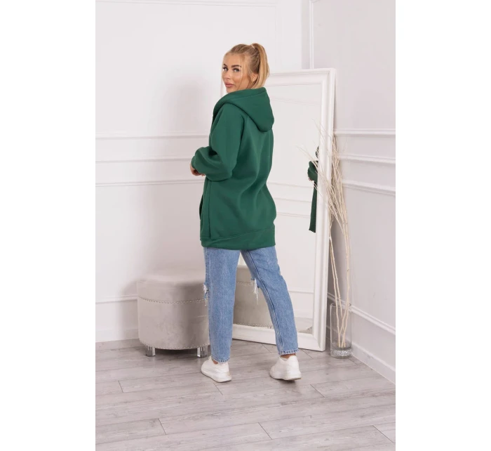 Zateplená bunda s vázáním v pase tmavě zelená