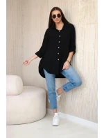 Bavlněná mušelínová košile oversize černý