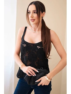 Dámská viskózová halenka bez rukávů s výstřihem do V džínová