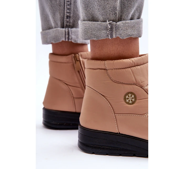 Śniegowce Damskie Ocieplane Beżowe Helis