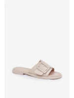 Kožené Dámské Pantofle S Přezkou D&A Béžové model 21691001 - S.Barski