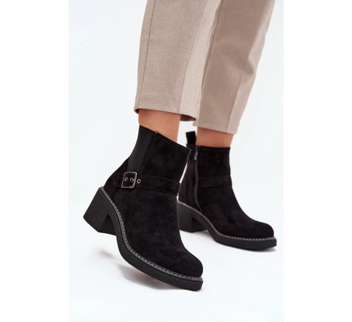 Dámské kotníkové boty na s přezkou černé model 21707424 - Boto Dámské kotníkové boty na s přezkou černé model 21707424 - Boto