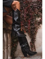 Dámske zateplené kovbojské čižmy Mavine na stĺpikovom podpätku - čierne Dámske zateplené kovbojské čižmy Mavine na stĺpikovom podpätku - čierne