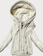 Dámska bunda s ozdobnou kapucňou Miss TiTi ecru (3295)