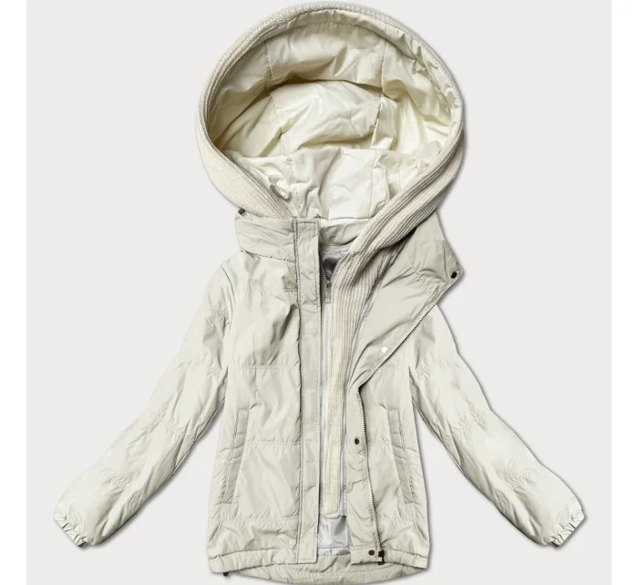 Dámská bunda v barvě ecru s ozdobnou kapucí Miss model 21061428 - Miss TiTi