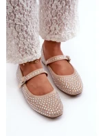 Eko Zamszové Baletky Ozdobené Béžové model 21666791 - Boto Eko Zamszové Baletky Ozdobené Béžové model 21666791 - Boto