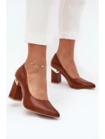 Kožené Lodičky Lewski model 21704050 Tmavě hnědé - Boto