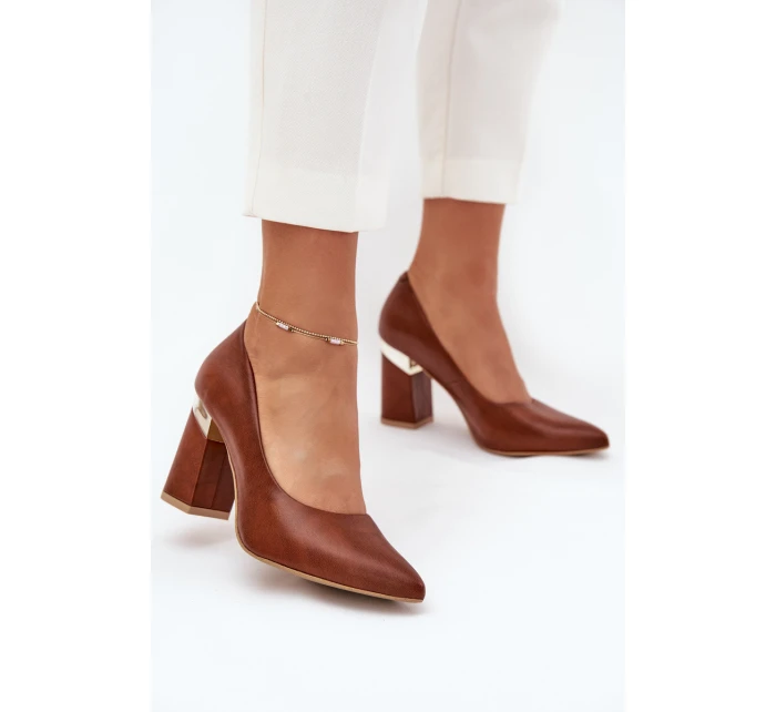 Kožené Lodičky Lewski model 21704050 Tmavě hnědé - Boto