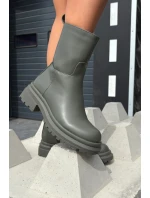 Dámské kotníkové boty na platformě a plochém podpatku Zelené model 21707361 - Boto