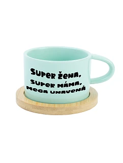 SUPER ŽENA, SUPER MAMA, MEGA ÚNAVA - mätový hrnček 200 ml