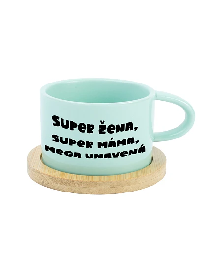 SUPER ŽENA, SUPER MAMA, MEGA ÚNAVA - mätový hrnček 200 ml