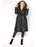 Čierna páperová bunda so stojatým golierom a kapucňou (ag2-j82)