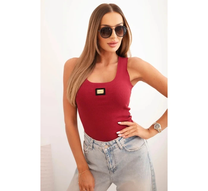 Dámske pruhované tielko s ozdobnou aplikáciou bordová Dámske pruhované tielko s ozdobnou aplikáciou bordová