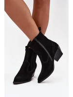 Semišové kovbojské kotníkové boty dámské na podpatku zateplené černé model 21714846 - Boto Semišové kovbojské kotníkové boty dámské na podpatku zateplené černé model 21714846 - Boto