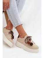 Dámské tenisky na platformě s ozdobnými béžové model 21919545 - Boto