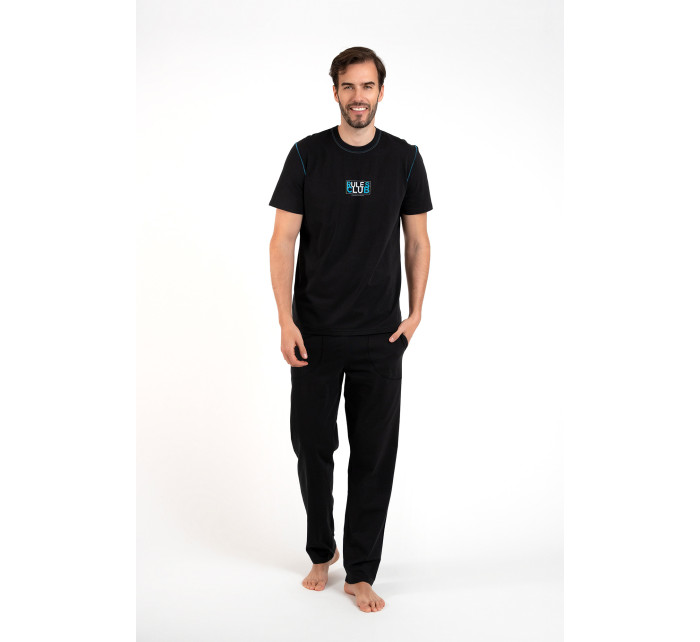 Pánske klubové pyžamo s krátkym rukávom a dlhými nohavicami - čierne