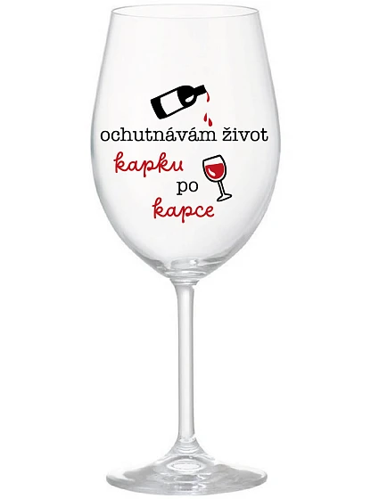 I TASTE LIFE CAP BY CAP - číry pohár na víno 350 ml