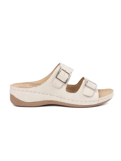 Pohodlné dámske sandále Jasnobeżowy na klin