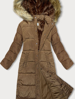 Dlouhá dámská zimní bunda ve velbloudí barvě model 18922851 - MELYA MELODY