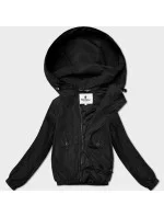Tenká černá krátká dámská bunda s podšívkou model 21061446 - Glakate Tenká černá krátká dámská bunda s podšívkou model 21061446 - Glakate