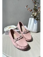 Dámské kožené mokasíny s ozdobou růžové model 21655767 - S.Barski