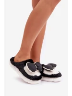 Futrzane Kapcie Z Kokardką Czarne Grilis Futrzane Kapcie Z Kokardką Czarne Grilis
