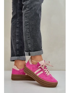 Zazoo N1068S4 Damskie Zamszowe Sneakersy Na Platformie Fuksja